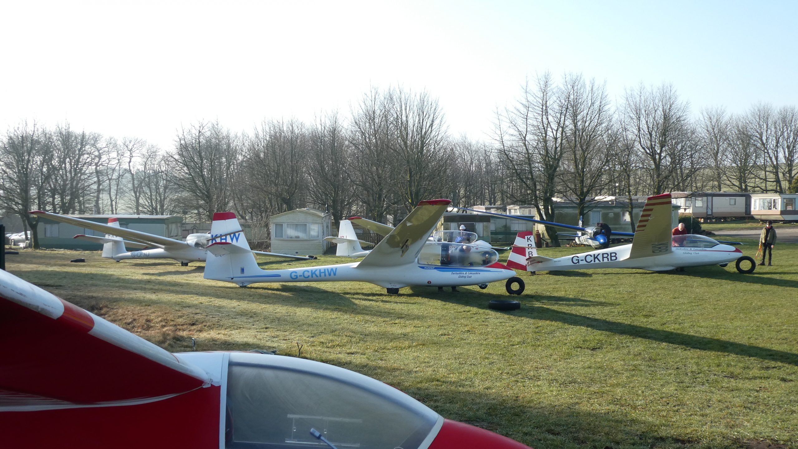 DLGC's fleet of two-seat training gliders being prepared for the day's flying